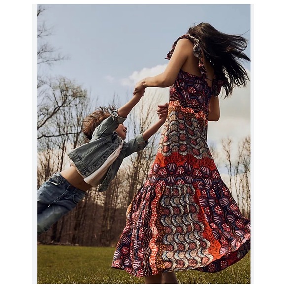 Corey Lynn Calter Dresses & Skirts - Corey Lynn Calter Anthropologie Doriane Smocked Ruffle Midi Flowy Dress Medium